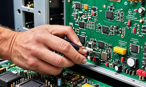 Technician repairing TV components