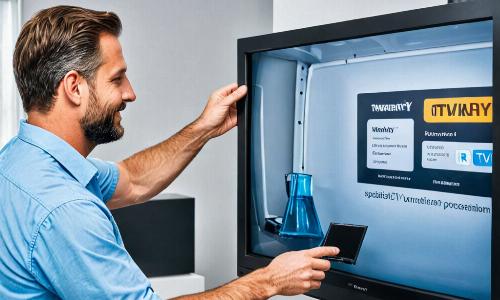 Customer picking up repaired TV